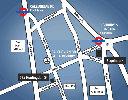 Backworking Osteopathic Practice is located in Barnsbury & Highbury, Islington N1.  Huntingdon street is between Caledonian Road and Hemmingford Road, parallel to Offord road and five minutes from Caledonian Road tube station. Sequinpark is located on Upper Street near Highbury and Islington tube station.